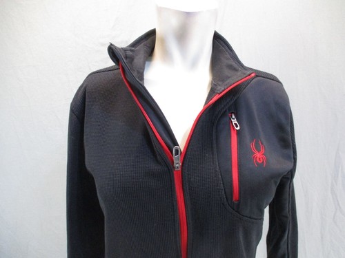 SPYDER Size L (14/16) Girls BLK Full Zip Stand Collar Pocket Athletic Jacket 486 - Picture 2 of 11