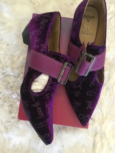 John Fluevog Jimi Hendrix Pilgrim velvet shoes size 12 New - Picture 2 of 4