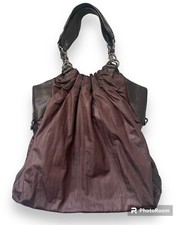 Marc New York Andrew Marc Plum Nylon Hobo Shoulder Tote Bag Magnetic Close Euc