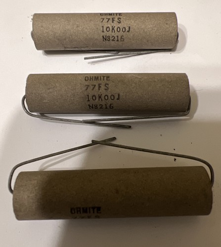 OHMITE 10,000 OHM 10 WATT RESISTORS, NEW (3) PACK 10K00J - Picture 4 of 12