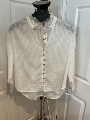 Anthropologie by Pilcro Bluse Gr. M weiß strukturiert 99% Baumwolle 1% silberne Faser