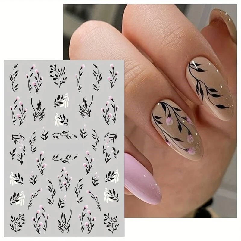 Nail Art Stickers Transfers Spring Summer Flowers Floral Fern Leaf (PM83)
