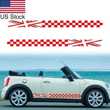 2pcs 70.5'' Red Lattice Graphic Car Body Side Door Skirt Vinyl Sticker Decal