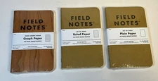 Field Notes Lot of 3 Sealed Packs Cherry Graph Original Kraft Graph Ruled Plain