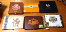 Lot of 6 Empty Wooden Cigar Boxes – Aganorsa Leaf, Avo XO, Plasencia, Liga Priva