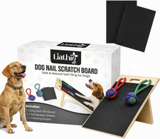Dog Scratch Board for Nails Bamboo Nail File Board with 2 Rope Toys, Training fo
