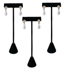 888 Display USA  - 3 Black Velvet Earring T Stand Showcase Displays (5.75" (3 