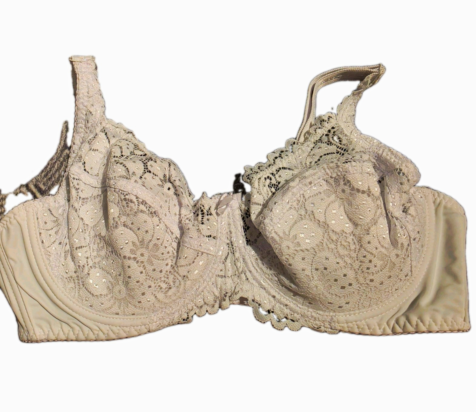 Women’s White Floral Lace Underwired Balconette Bra 36D Hook & Eye Adjustable