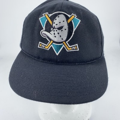 VINTAGE Anaheim Mighty Ducks Hat Cap Snap Back Black NHL Hockey