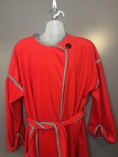 Vintage Pierre Cardin Robe Womens XL Red Kimono Belted Wrap Long Sleeve Lounge