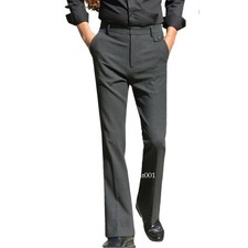 Men Flared Bell Bottom Dress Pants Stretch Smart Casual Formal Trousers Bootcut