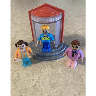 Playtive Toy Figures Family Articulated with Revolving Door Storage Container