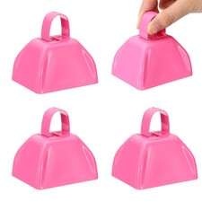 4pcs Cow Bells for Football Games, 3inch Cowbells for Sporting Events, Pink