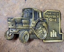 Vtg International Harvester IH Brass Belt Buckle Tractor Farm Ag New Number One