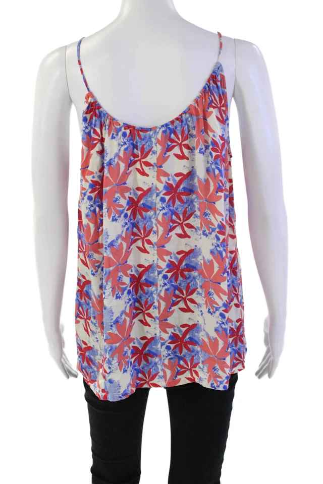 Camiseta sin mangas Tucker para mujer de seda floral sin mangas cuello redondo multicolor talla M Foto 3 de 4