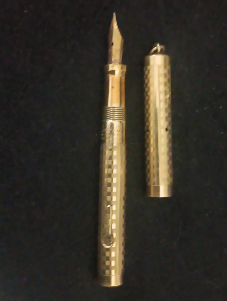 "Antigua Pluma Estilográfica Nº 3 CONKLIN 3.7"" Superposición Dorada Media Luna-Relleno Monogr" Foto 3 de 3