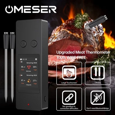 OMESER Kabellos Dual Sonden Grillthermometer Fleischthermometer Touchscreen Without App