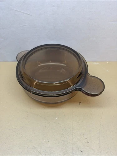 Vintage Corning Ware Vision Amber Glass Grab It Bowl V-240-B w/Pyrex Lid P-240-C