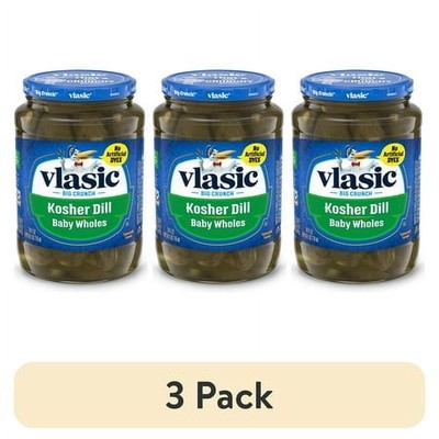 Vlasic Kosher Dill Baby Whole Pickles 24oz Keto Friendly 3-Pack
