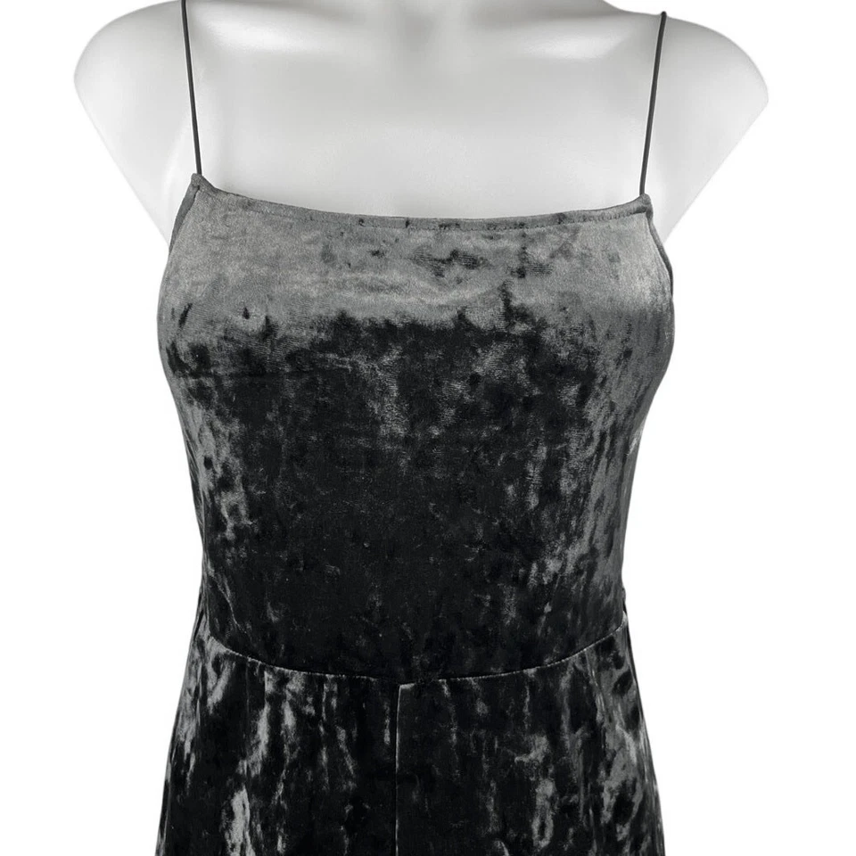 Mono Mameluco Topshop Negro Terciopelo Terciopelo Sin Mangas Cami Pierna Ancha 4 Foto 4 de 4