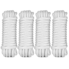 Boat Rope - 4 Pack 3/8" x 15' Double Braided Nylon Dock Lines with 12" Eyelet...