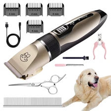Rirool Rechargeable Cordless Pet Grooming Kit for Dogs and Cats