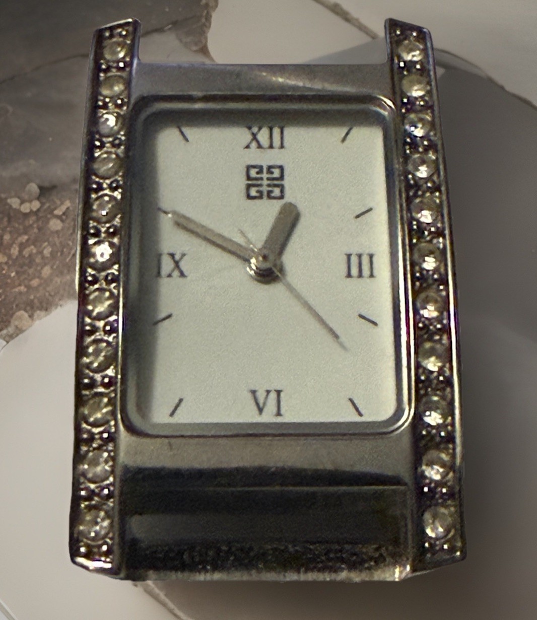 Givenchy Parfums Rhinestones Women's Watch Silver Tone  No Band New Battery RUNS