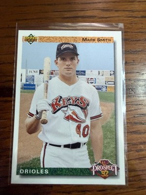 MARK SMITH BALTIMORE ORIOLES ''TOP PROSPECT'' 1992 UPPER DECK BASEBALL CARD #66