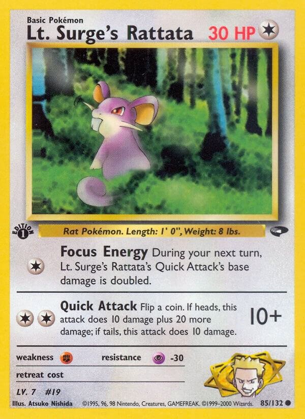 Lt. Surge's Rattata 1st Edition Common Gym Challenge 85/132 NM