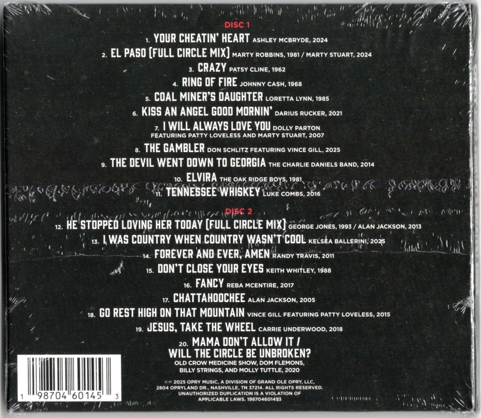 OPRY 100 Country's Greatest Songs (Recorded Live At The Grand Ole Opry) 2CD 1123 - Image 3 of 3