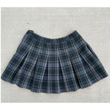 Dennis Uniform Junior Plaid Pleated School Skirt Navy Green Grey Yellow H1890B