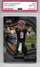 2020 PANINI SELECT JOE BURROW ROOKIE RC CARD #346 FIELD LEVEL PSA 10 BENGALS. rookie card picture