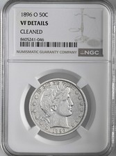 1896-O  50C BARBER SILVER HALF DOLLAR NGC VF DETAILS "CLEANED" #8405241-046