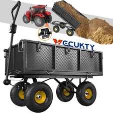 Vecukty VKZH080504GL01 Heavy Duty Steel Dump Garden Cart with Liner, 600lbs 3 Cu