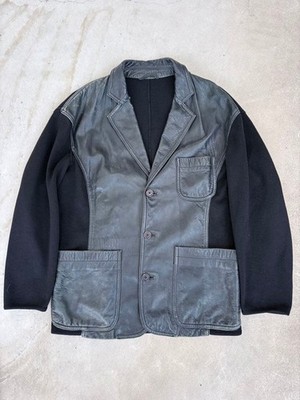 80s Dirk Bikkembergs Leather & Cotton Jacket Black Size 50 Used