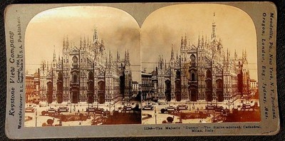 Milan Duomo Cathedral Italy Stereoview Keystone View Co. 1913 Curved Mount