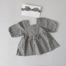 Rylee + Cru Railroad Stripe Dress & Headband Size 6/12m
