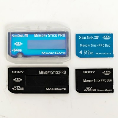 Sony / SanDisk Memory Stick Pro / Pro Duo Lot of 4 - 64MB, 256MB, 2x512MB