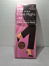 CVS Knee Highs by Leggs Sheer Toe Suntan  One Size 3 Pair Value Pack 2005