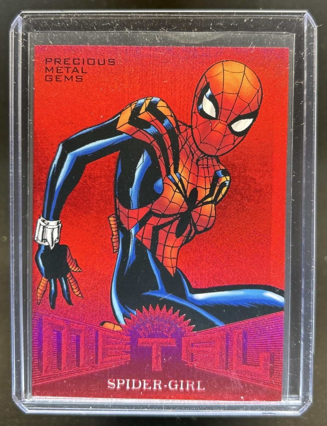2017 Fleer Ultra Marvel Spider-Man Spider-Girl Metal Precious Gems Red #/99
