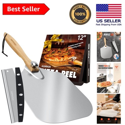 12x14 Foldable Pizza Spatula with Wooden Handle & Storage Bag for Baking Lovers