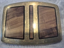 Vintage Solid Brass Belt Buckle. Two tone. Very Good Condition.