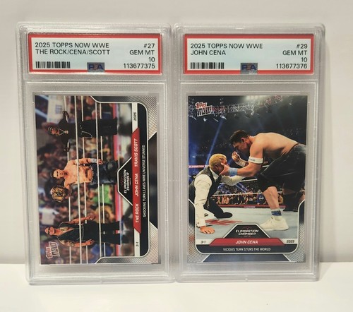 2025 WWE Topps Now Lot of 2 PSA 10 GEM MINT Cards: John Cena Turns Heel #27, #29