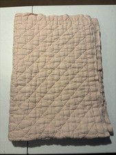 Pottery Barn Kids Pink Linen Diamond TODDLER Size Quilt Girls Baby Crib