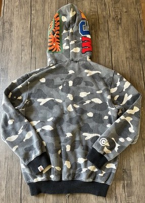 BAPE City Camo Shark Full Zip Hoodie Black Gray Size S | eBay