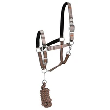 Jeffers Poplar Head Horse Halter and Lead Rope Set, Full Full, Plymouth Brown 