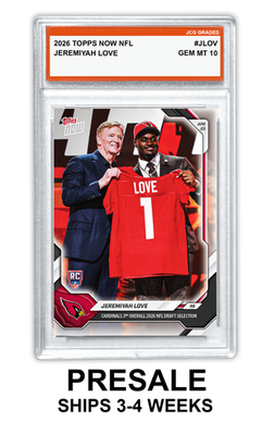 Jeremiyah Love 2026 Topps Now NFL #JLOV Draft RC Graded Gem Mint