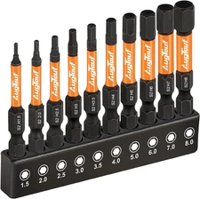Toolant Impact Hex Head Allen Wrench Drill Bit Set 10Pcs (Metric), 1/4” Hex-Shan