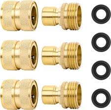 Brass Full Flow Garden Hose Quick Release Connect Adaptor Fitting, Full Port  