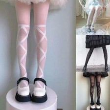 Women Lolita Silky Pantyhose Goth Anime Fake Bandage Wing Pattern Cosplay Tights